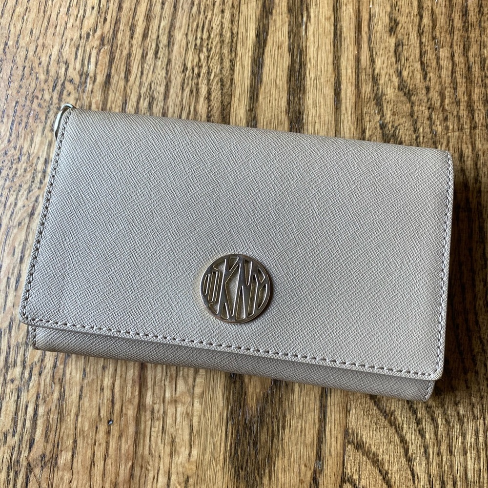 DKNY Saffiano Leather Wallet Tan